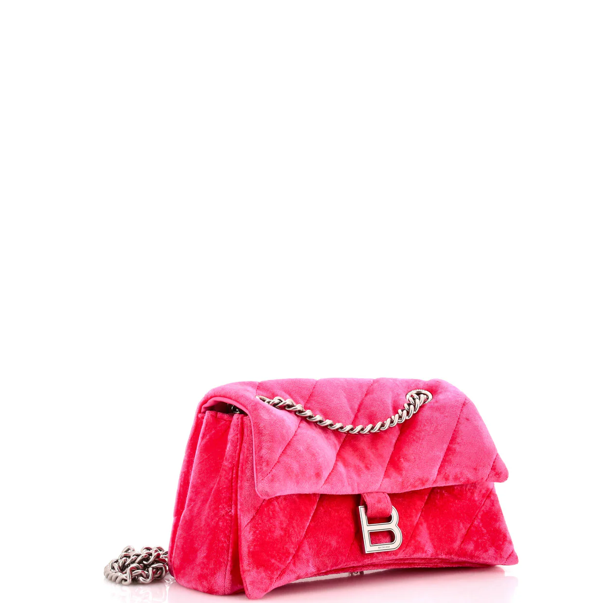 Crush Chain Flap Bag Quilted Velvet Medium - Deep Luxury
