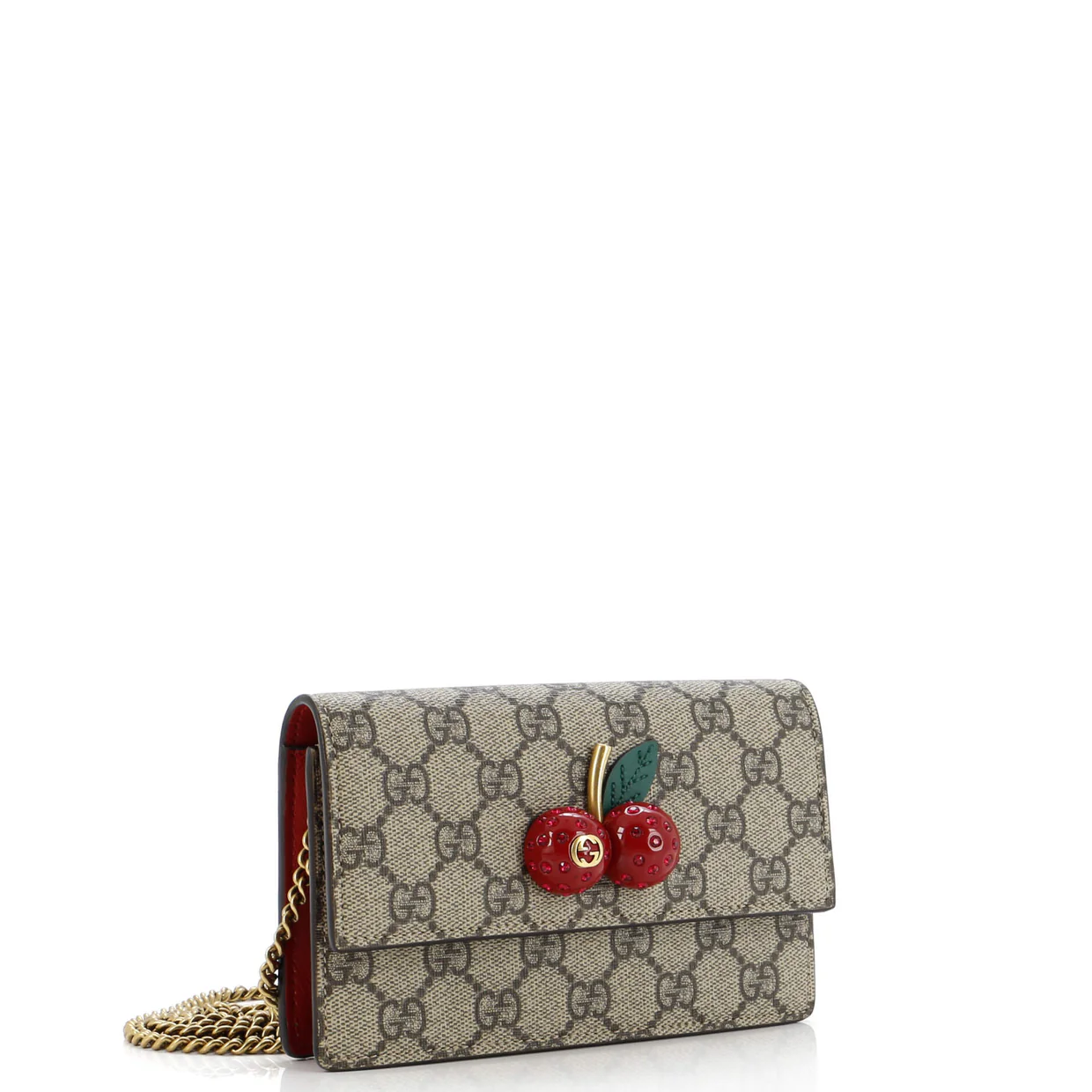 Cherries Wallet on Chain GG Coated Canvas Mini - Deep Luxury