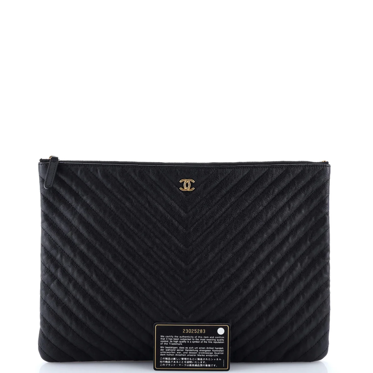 O Case Clutch Chevron Calfskin Large - Deep Luxury