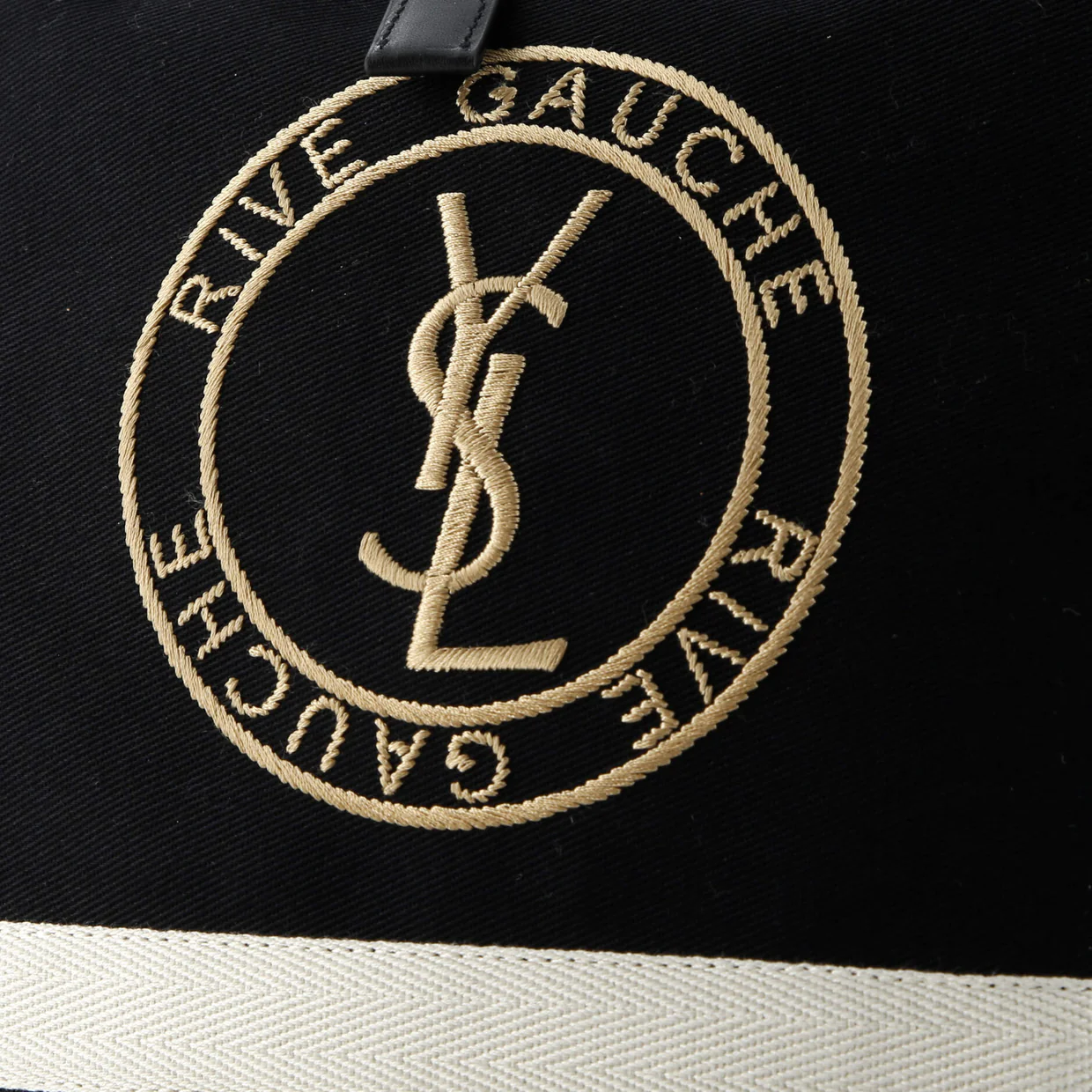 Rive Gauche Drawstring Sling Bag Embroidered Canvas - Deep Luxury