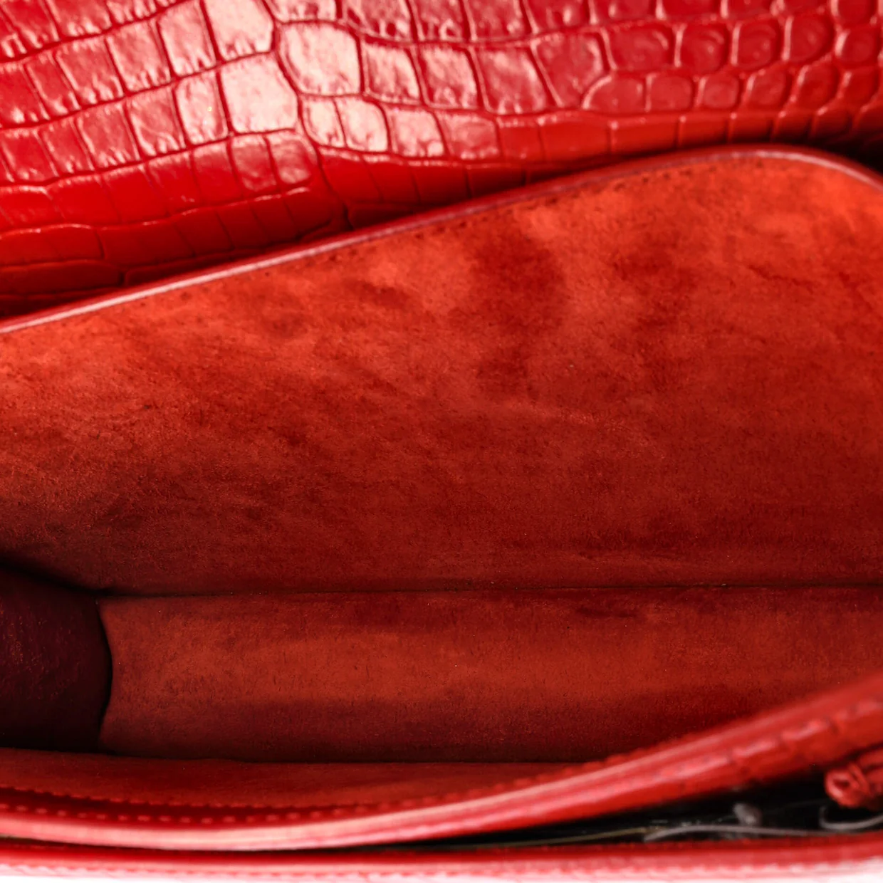 Sunset Crossbody Bag Crocodile Embossed Leather Medium - Deep Luxury