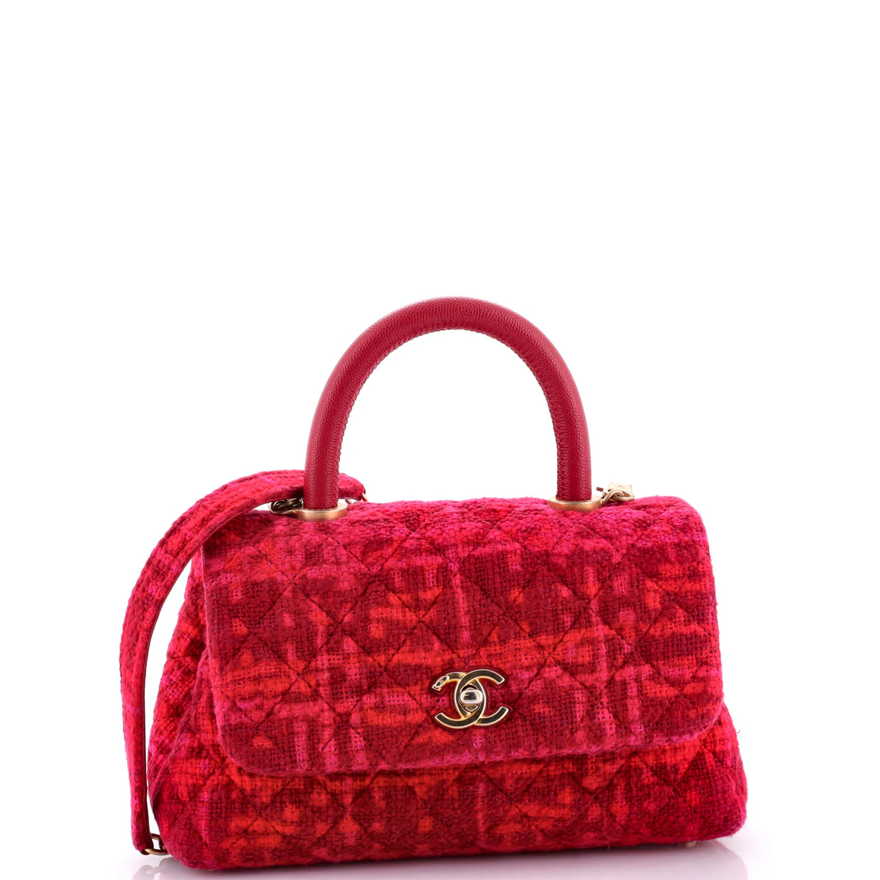Coco Top Handle Bag Quilted Tweed Mini - Deep Luxury