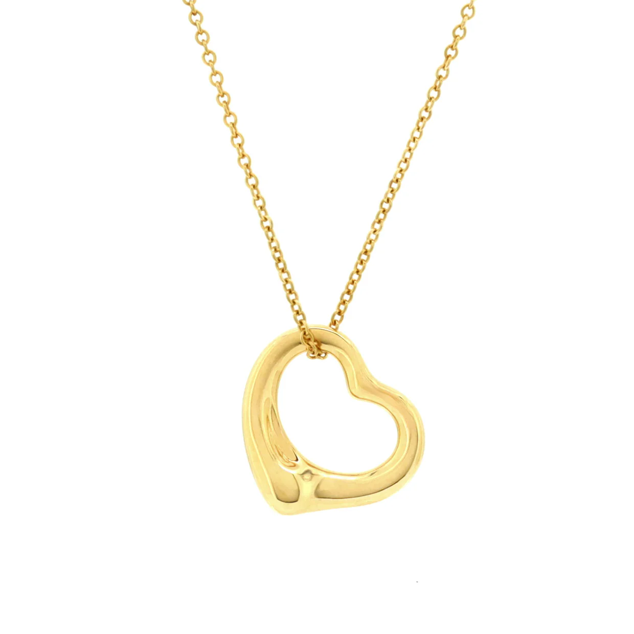 Elsa Peretti Open Heart Pendant Necklace 18K Yellow Gold 16mm - Deep Luxury