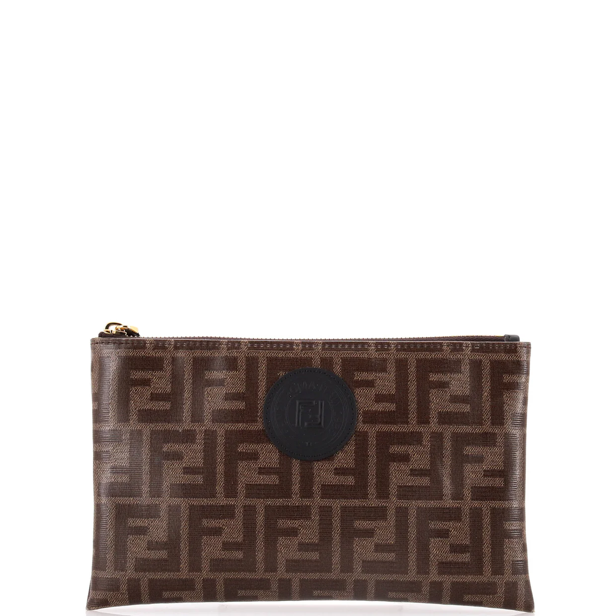FFreedom Logo Stamp Flat Pouch Zucca Coated Canvas Large - Deep Luxury