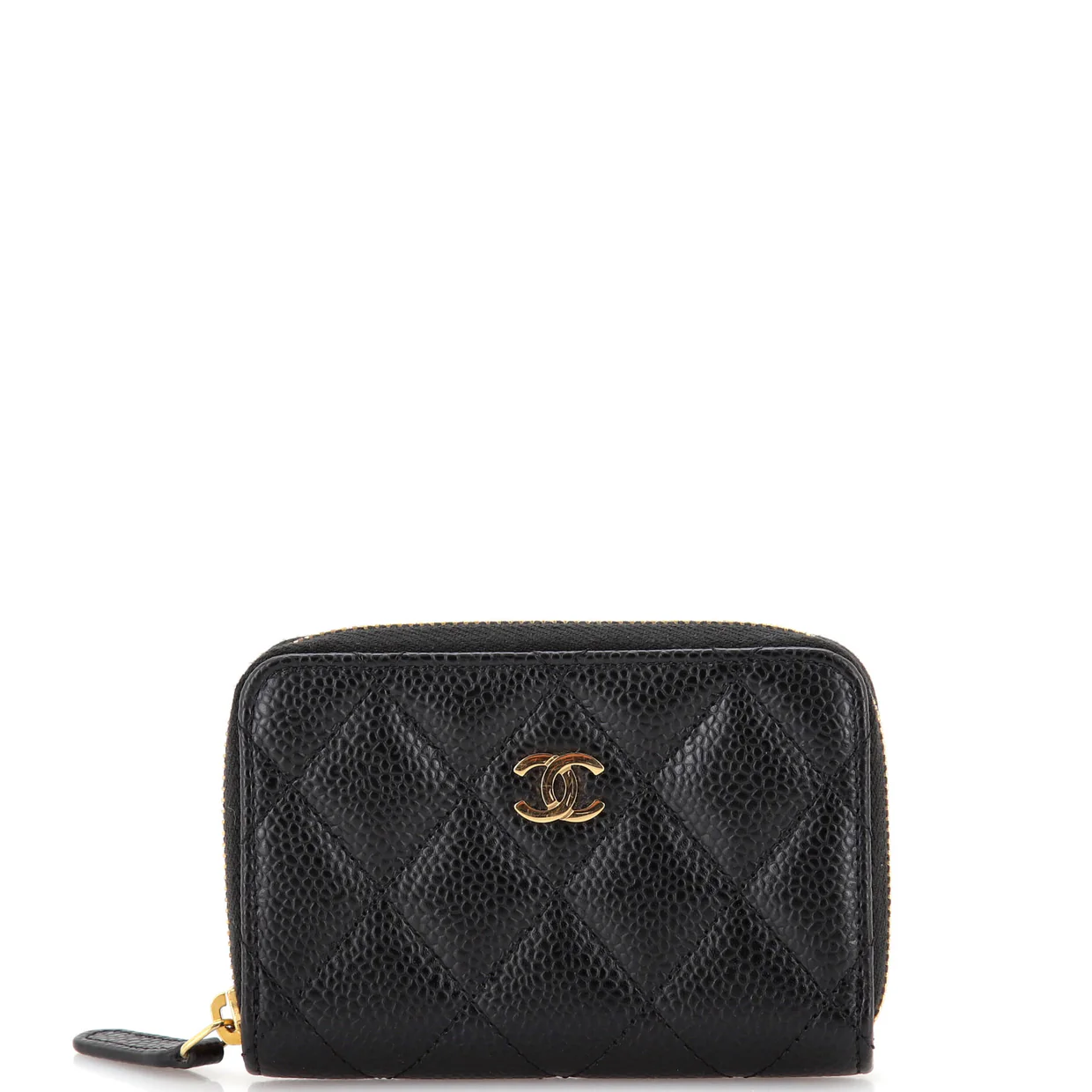 CC Zip Coin Purse Quilted Caviar Small - Deep Luxury