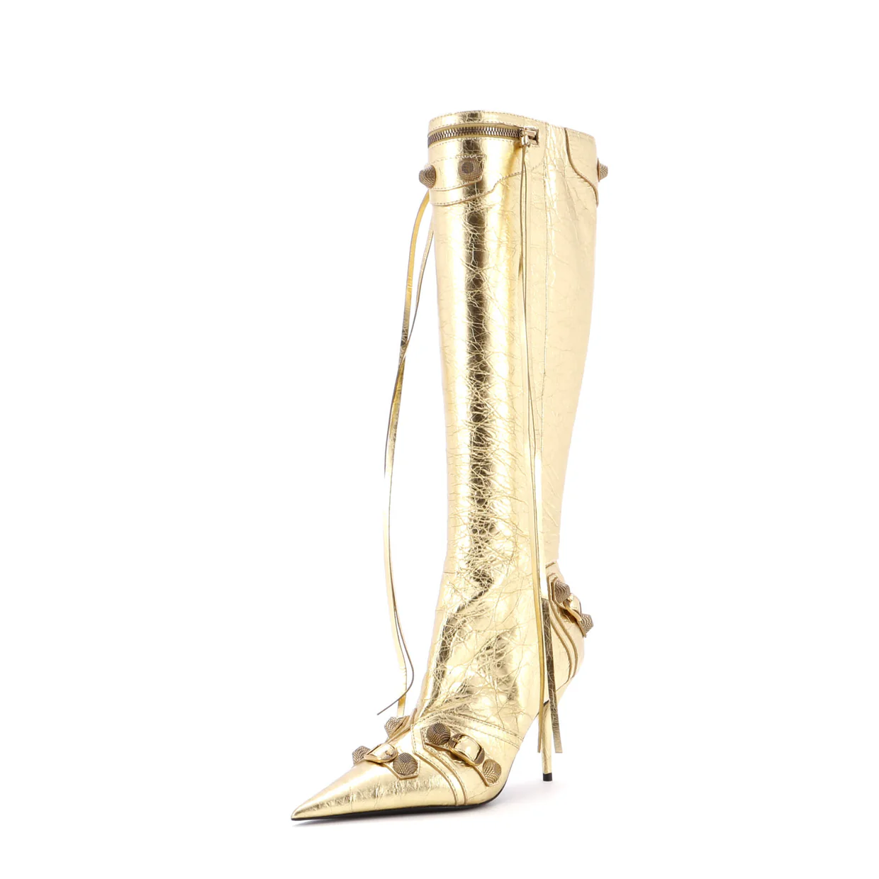 Women's Cagole Knee High Boots Studded Leather 90 - Deep Luxury