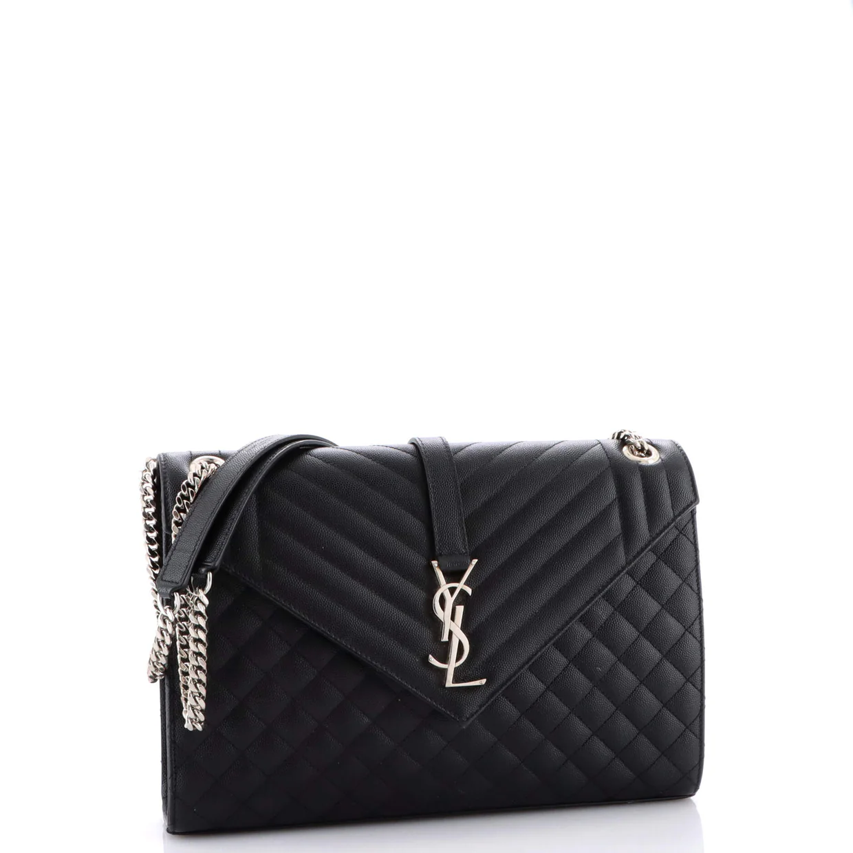 Classic Monogram Envelope Satchel Mixed Matelasse Leather Large - Deep Luxury