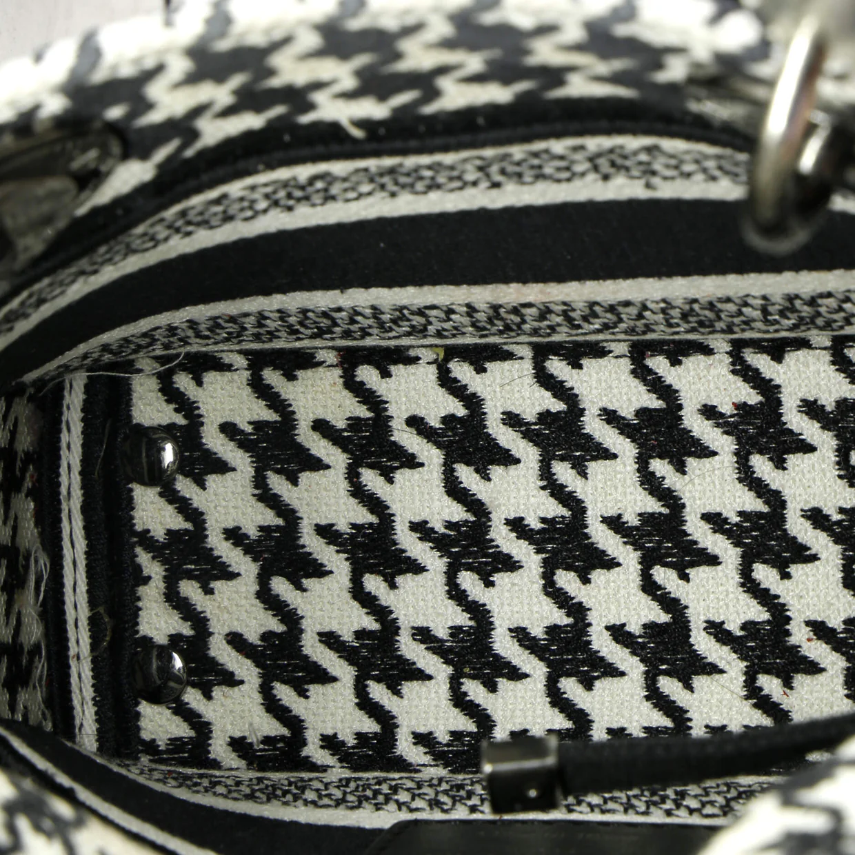 Lady D-Lite Bag Houndstooth Canvas Mini - Deep Luxury