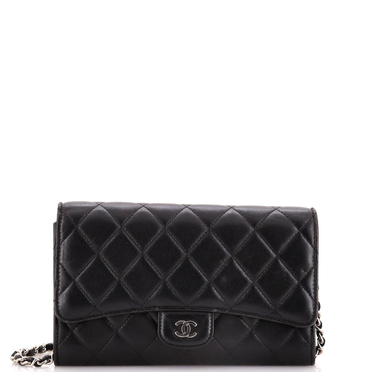 Wallet on Short Chain Quilted Lambskin - Deep Luxury