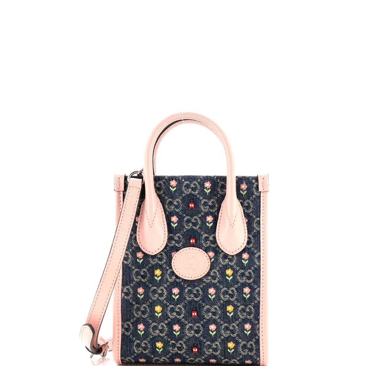 Interlocking G Patch Tote Embroidered GG Denim and Leather Mini - Deep Luxury