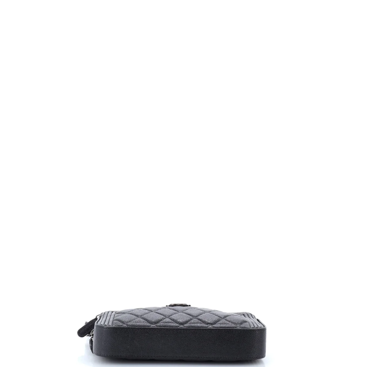 Boy Double Zip Clutch with Chain Quilted Caviar - Deep Luxury