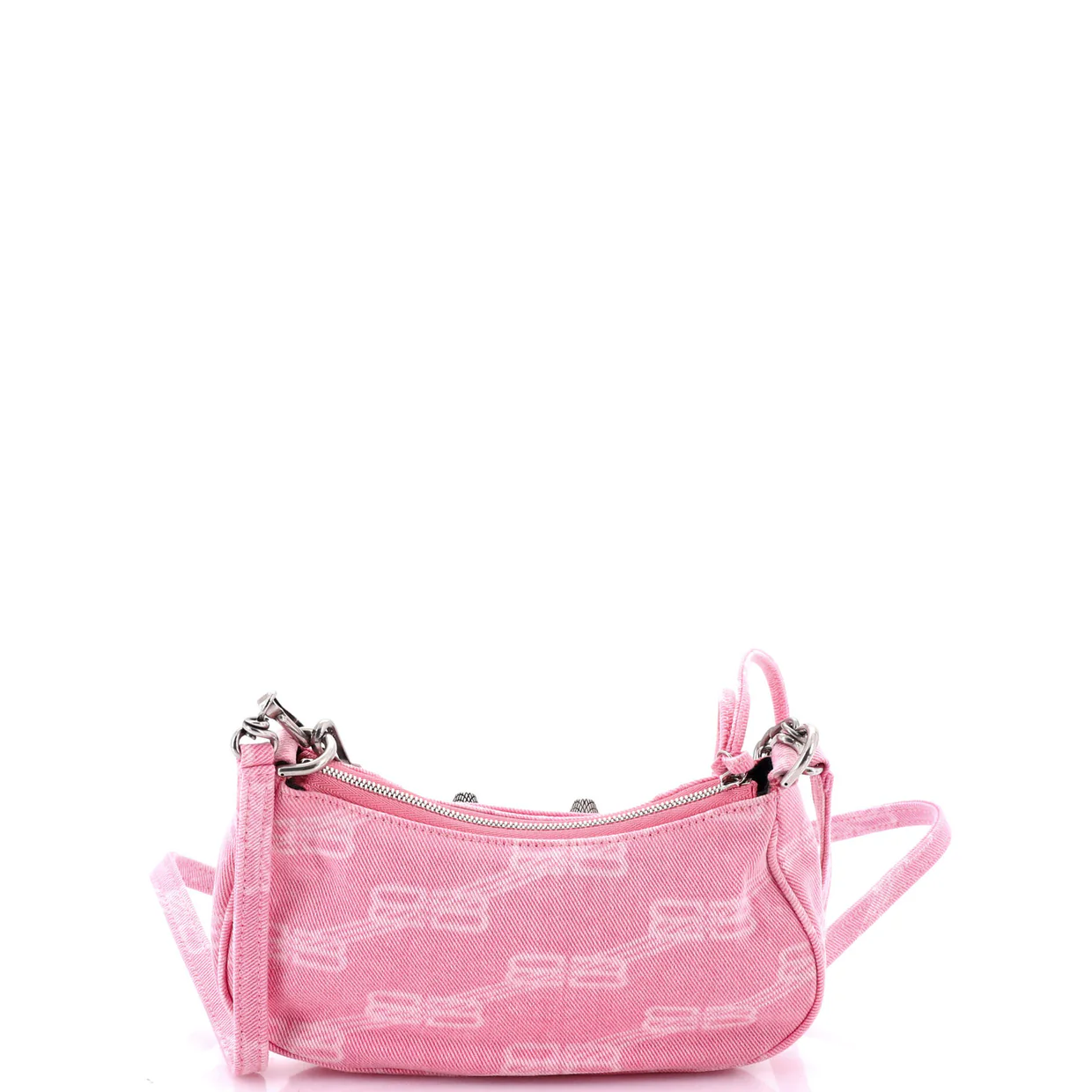 Le Cagole Giant Studs Shoulder Bag BB Monogram Denim Mini - Deep Luxury