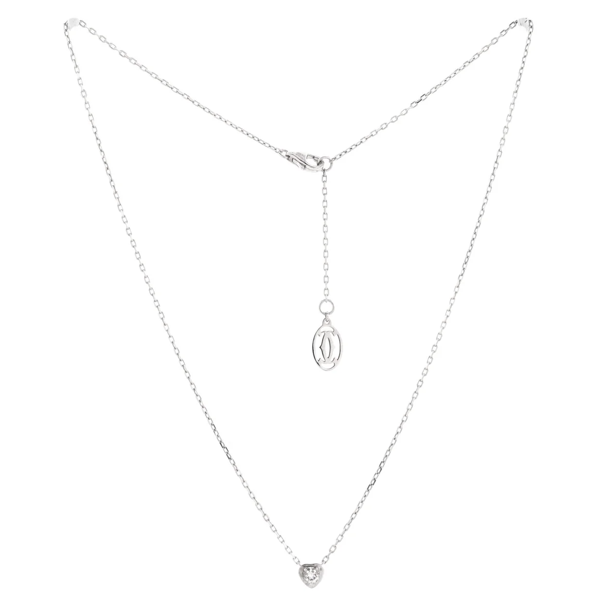 D'Amour Heart Pendant Necklace 18K White Gold with Diamond - Deep Luxury