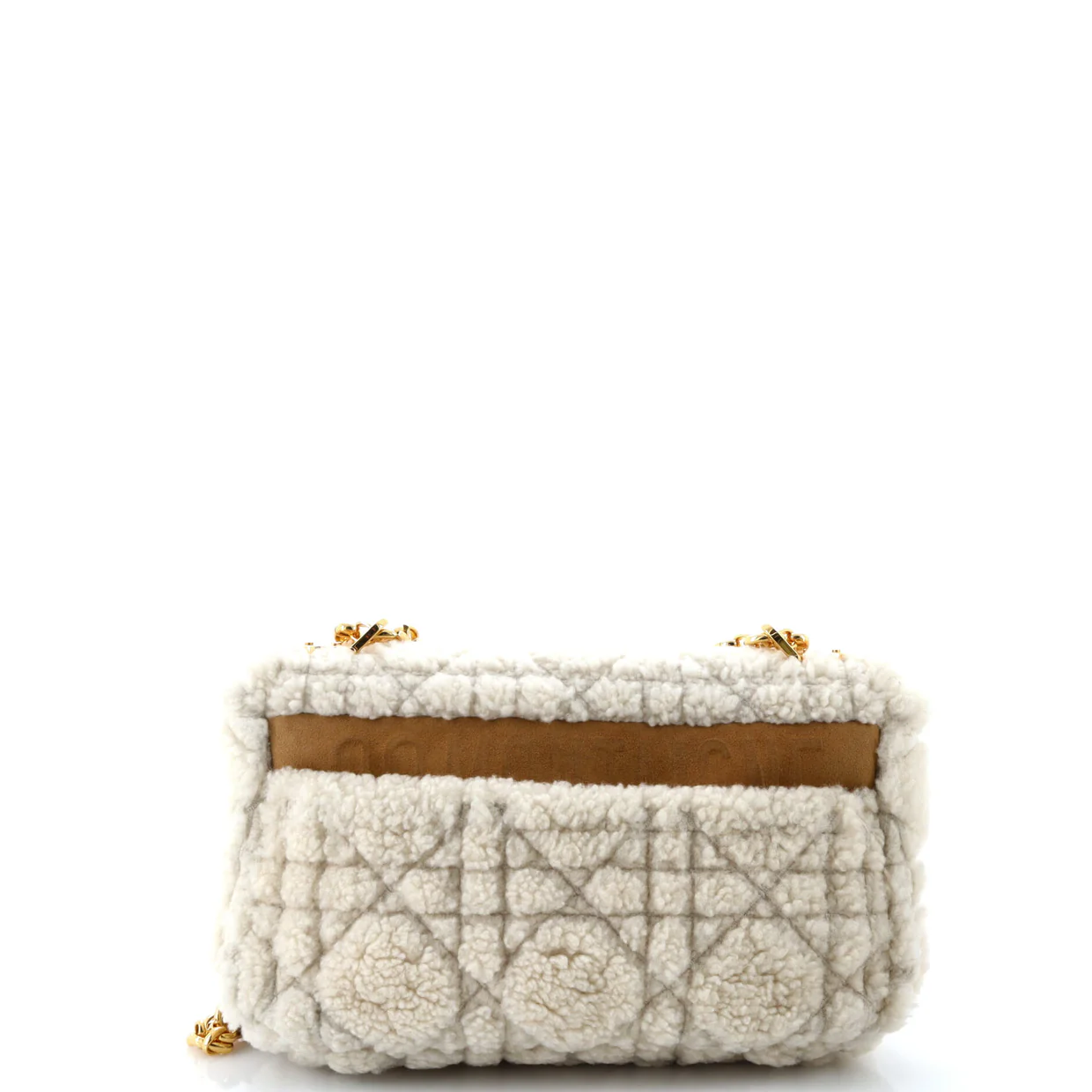 Caro Bag Cannage Quilt Shearling Medium - Deep Luxury