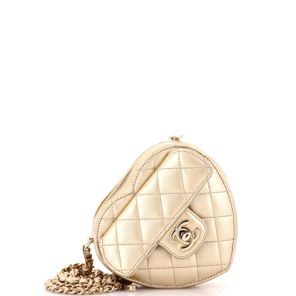 CC in Love Heart Clutch with Chain Quilted Lambskin - Deep Luxury