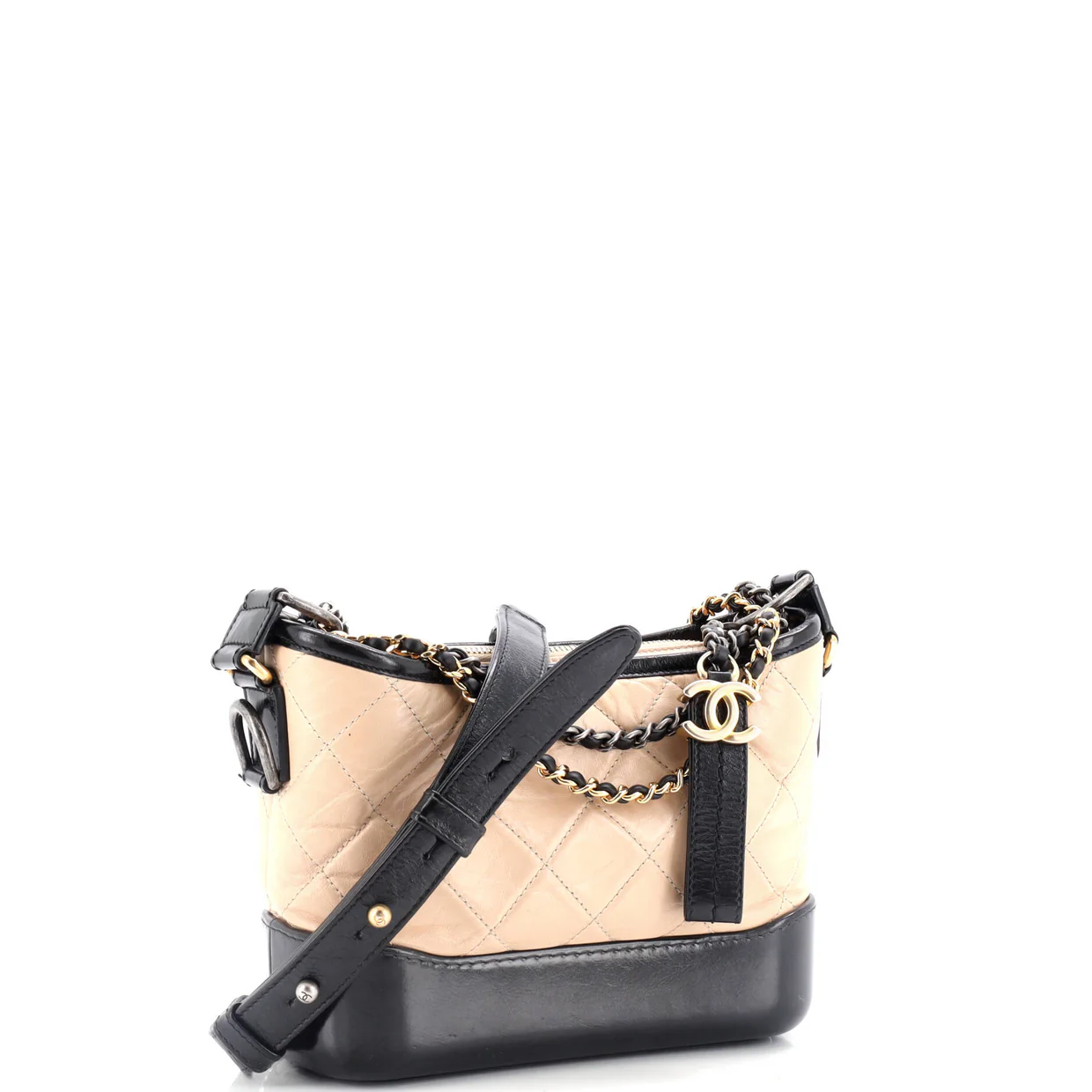 Bicolor Gabrielle Hobo Quilted Aged Calfskin Small - Deep Luxury