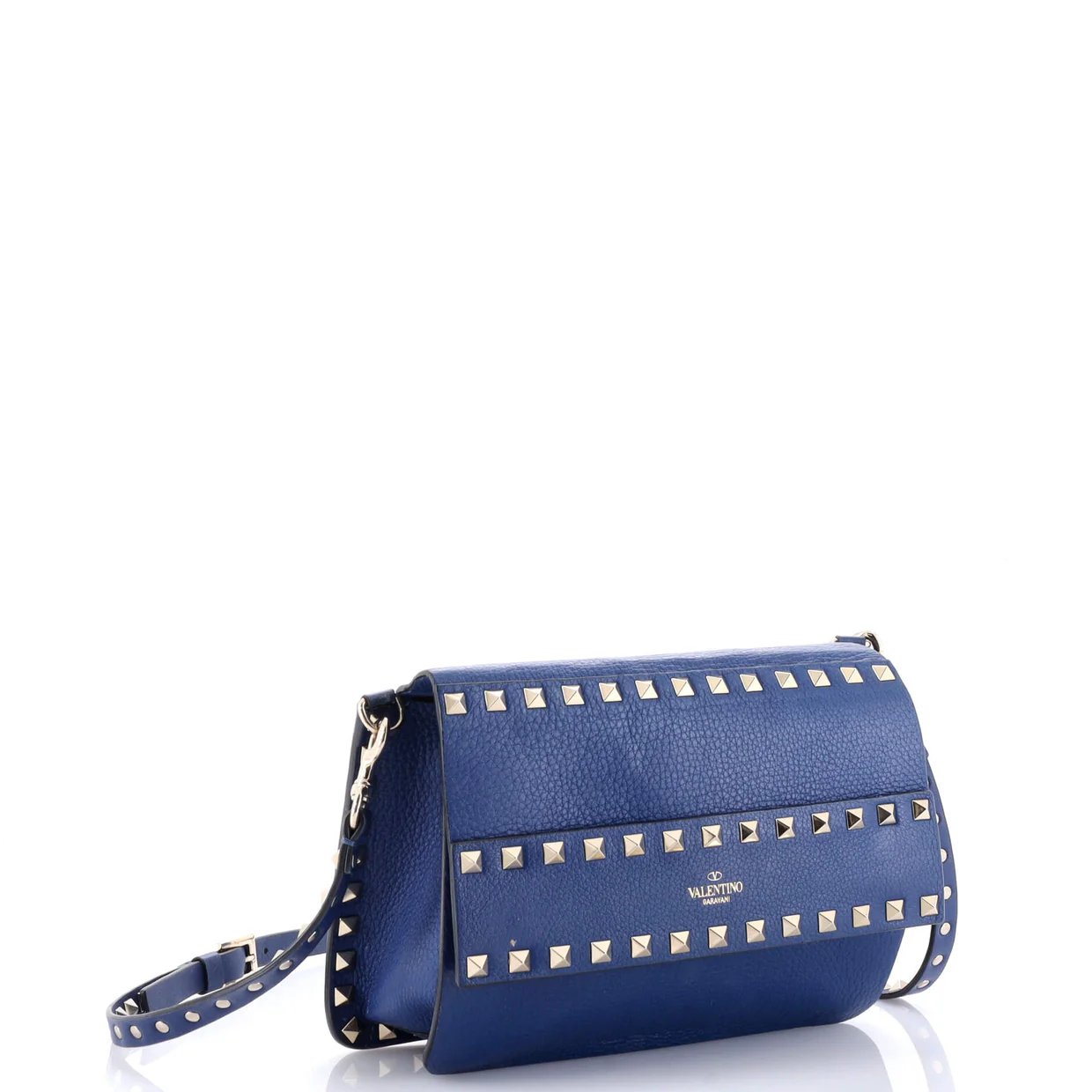 Rockstud Front Handle Flap Bag Leather Small - Deep Luxury