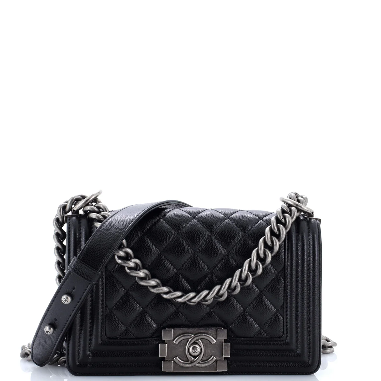 Boy Flap Bag Quilted Caviar Small - Deep Luxury