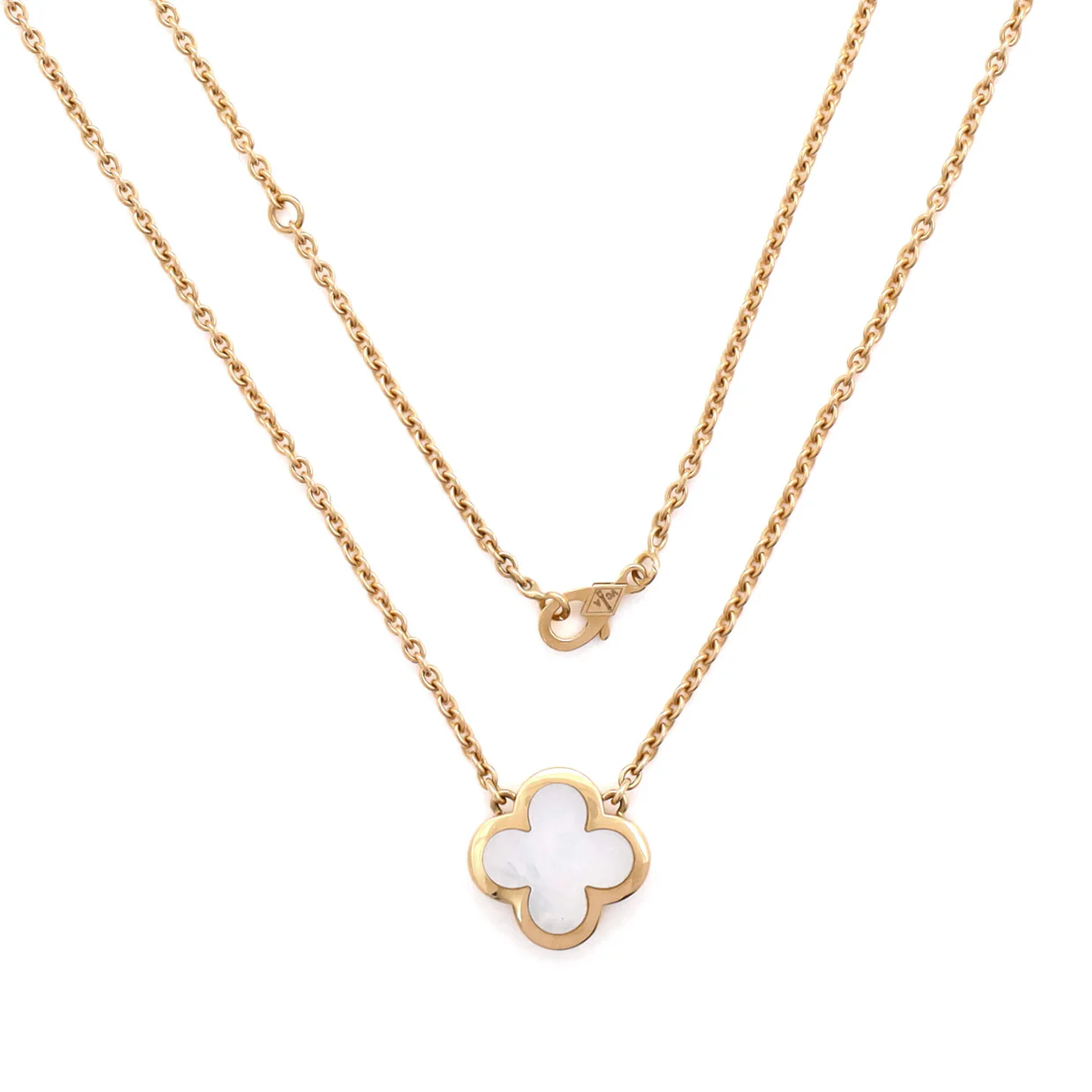 Pure Alhambra Pendant Necklace 18K Yellow Gold and Mother of Pearl - Deep Luxury