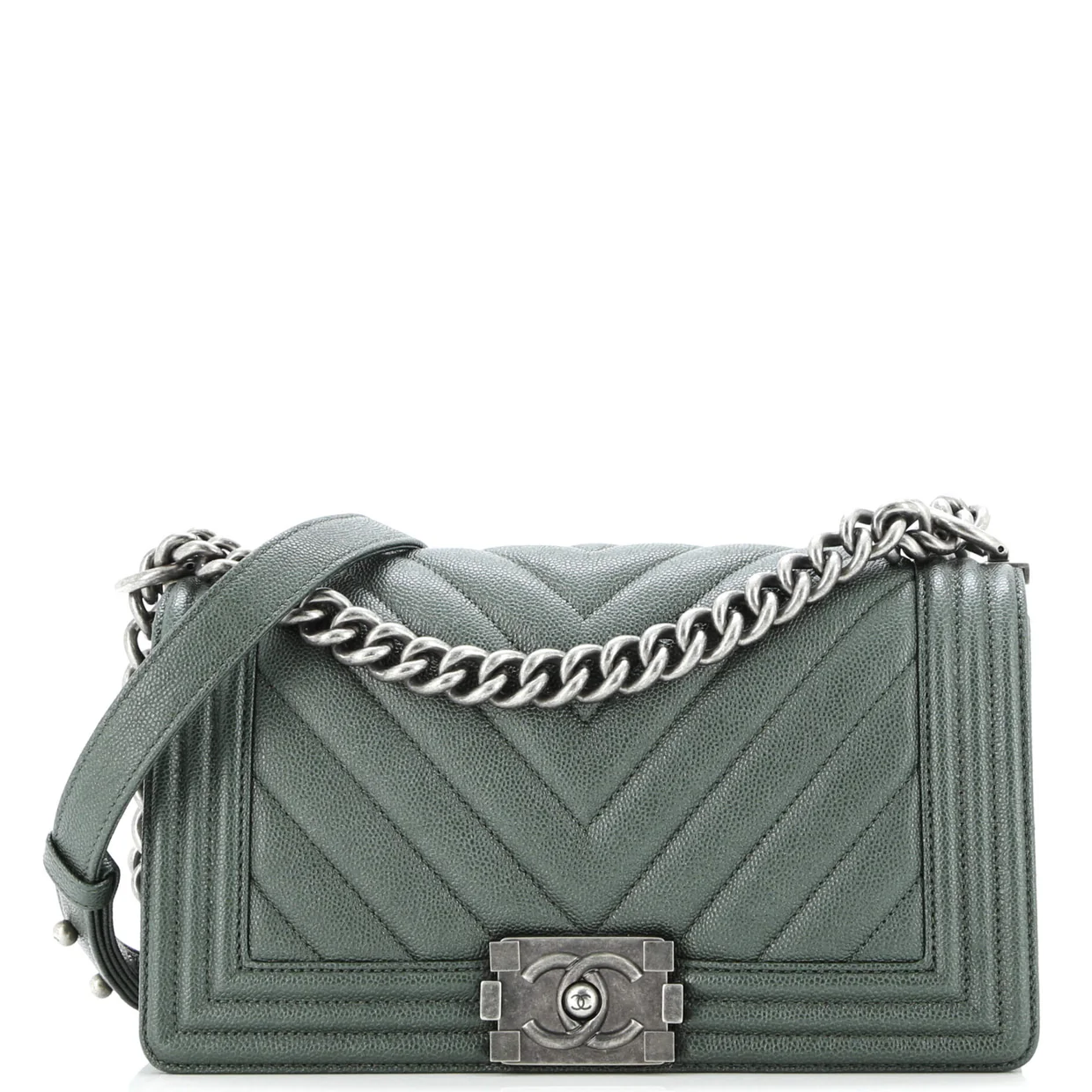 Boy Flap Bag Chevron Caviar Old Medium - Deep Luxury