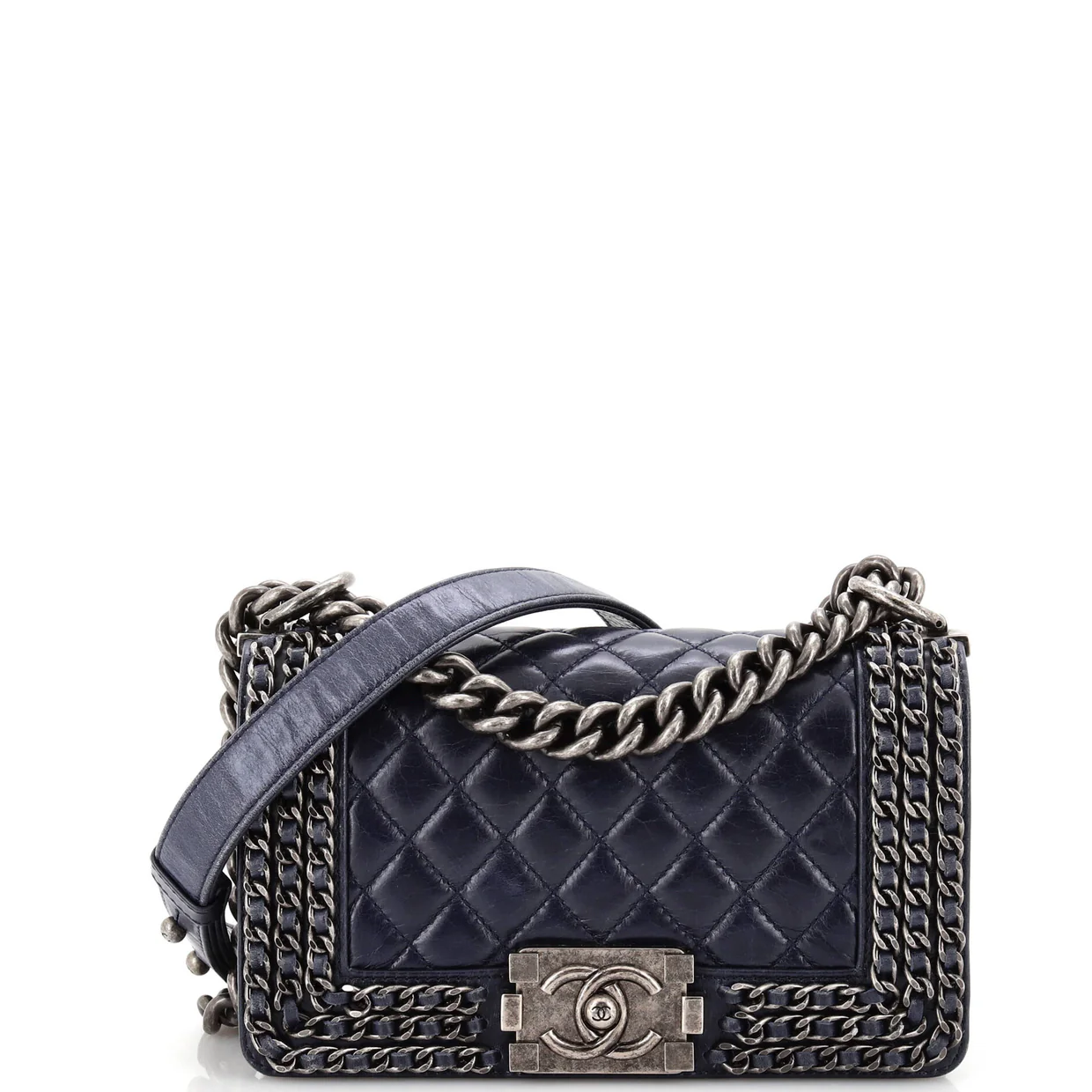 Chained Boy Flap Bag Quilted Glazed Calfskin Small - Deep Luxury