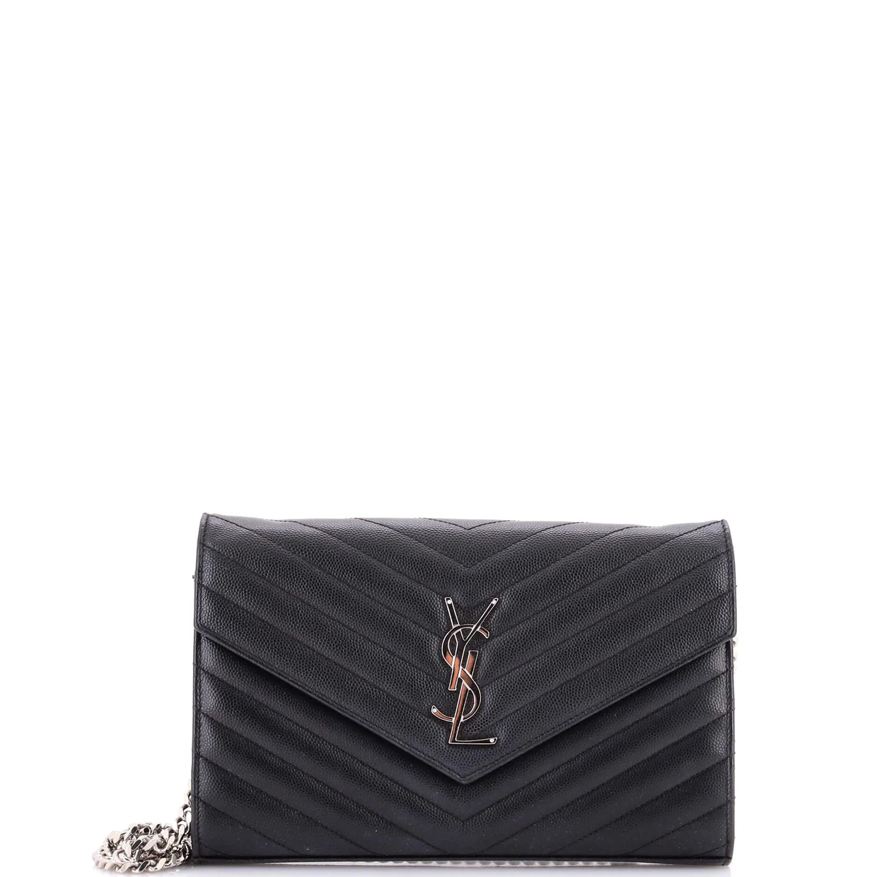 Classic Monogram Wallet on Chain Matelasse Chevron Leather Medium - Deep Luxury