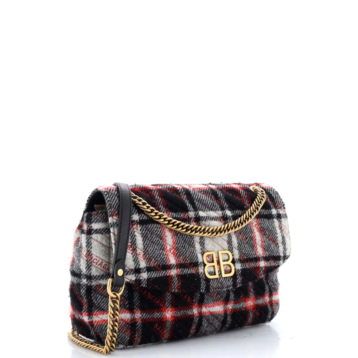 BB Chain Round Shoulder Bag Quilted Wool Medium - Deep Luxury