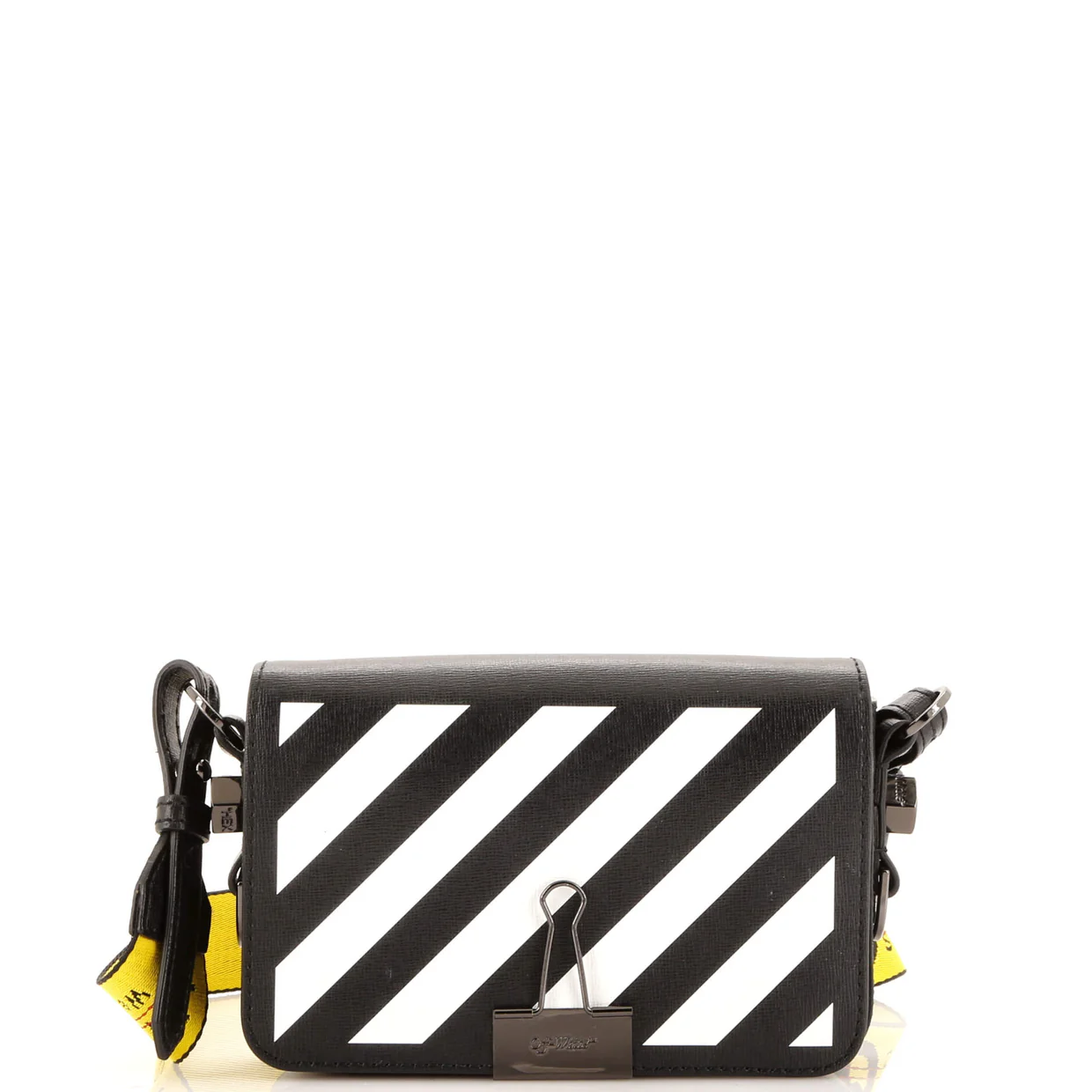 Binder Clip Flap Bag Striped Leather Mini - Deep Luxury