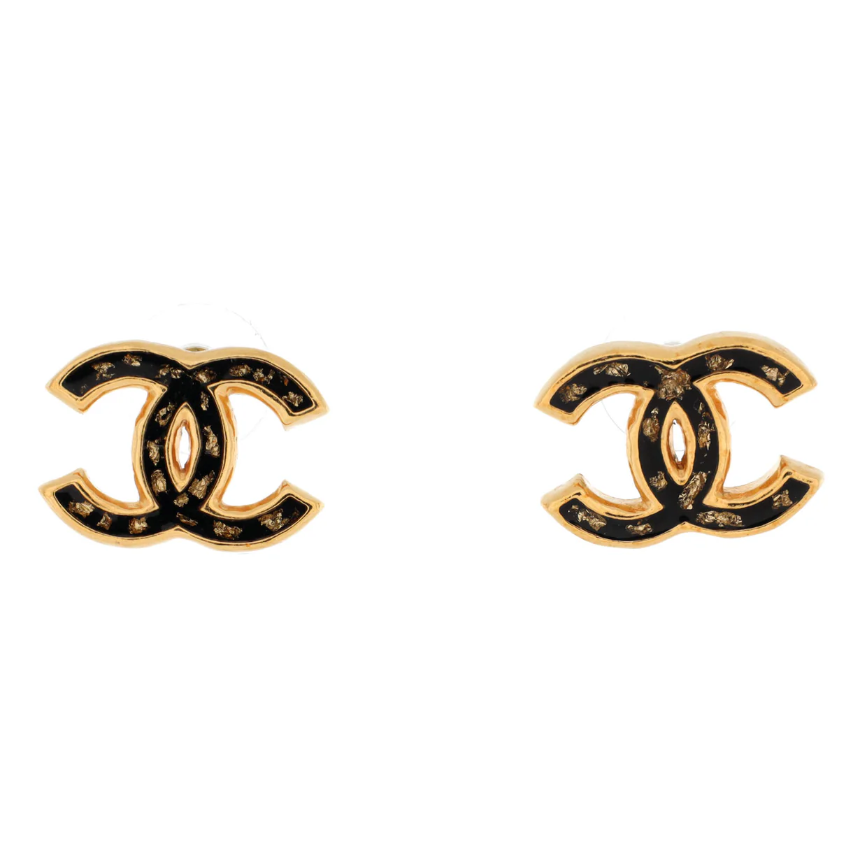 CC Stud Earrings Metal with Enamel - Deep Luxury