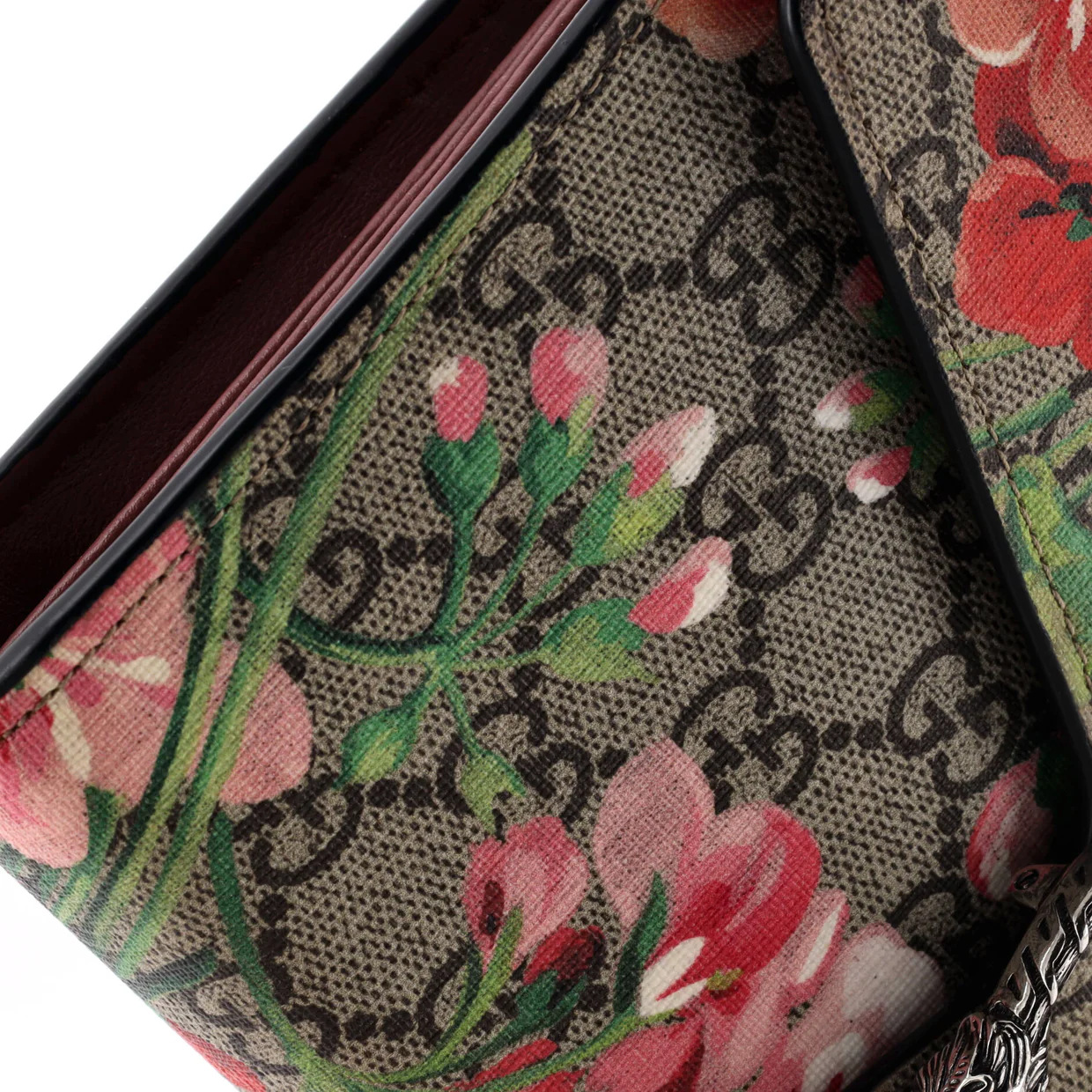Dionysus Chain Wallet Blooms Print GG Coated Canvas Small - Deep Luxury
