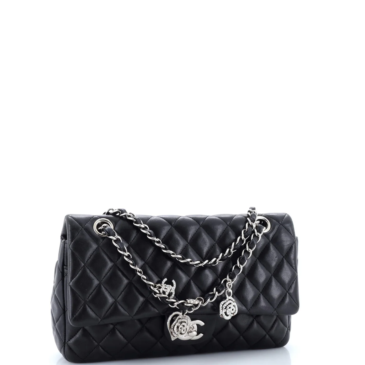 Valentine Crystal Hearts Flap Bag Quilted Lambskin Medium - Deep Luxury