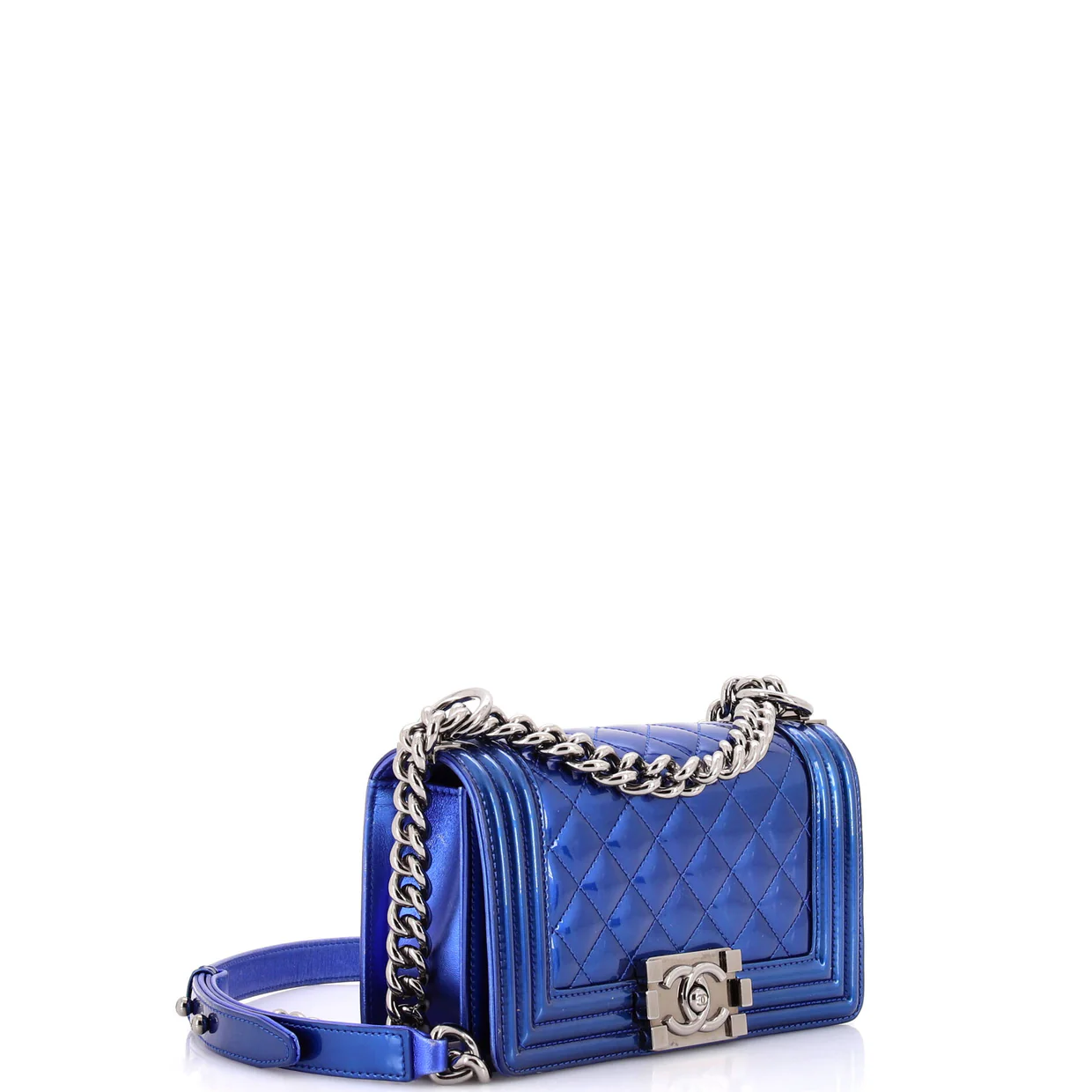 Boy Flap Bag Quilted Patent Small - Deep Luxury