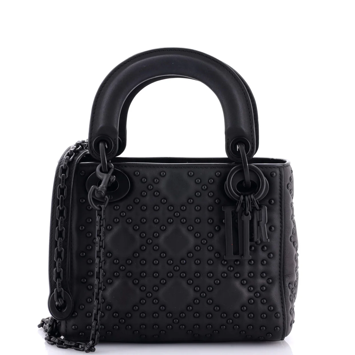 Ultra Matte Lady Dior Chain Bag Cannage Studded Lambskin Mini - Deep Luxury