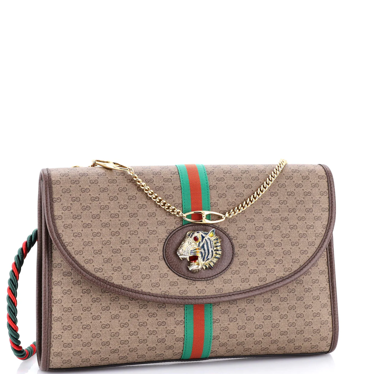 Rajah Web Chain Shoulder Bag GG Coated Canvas Medium - Deep Luxury