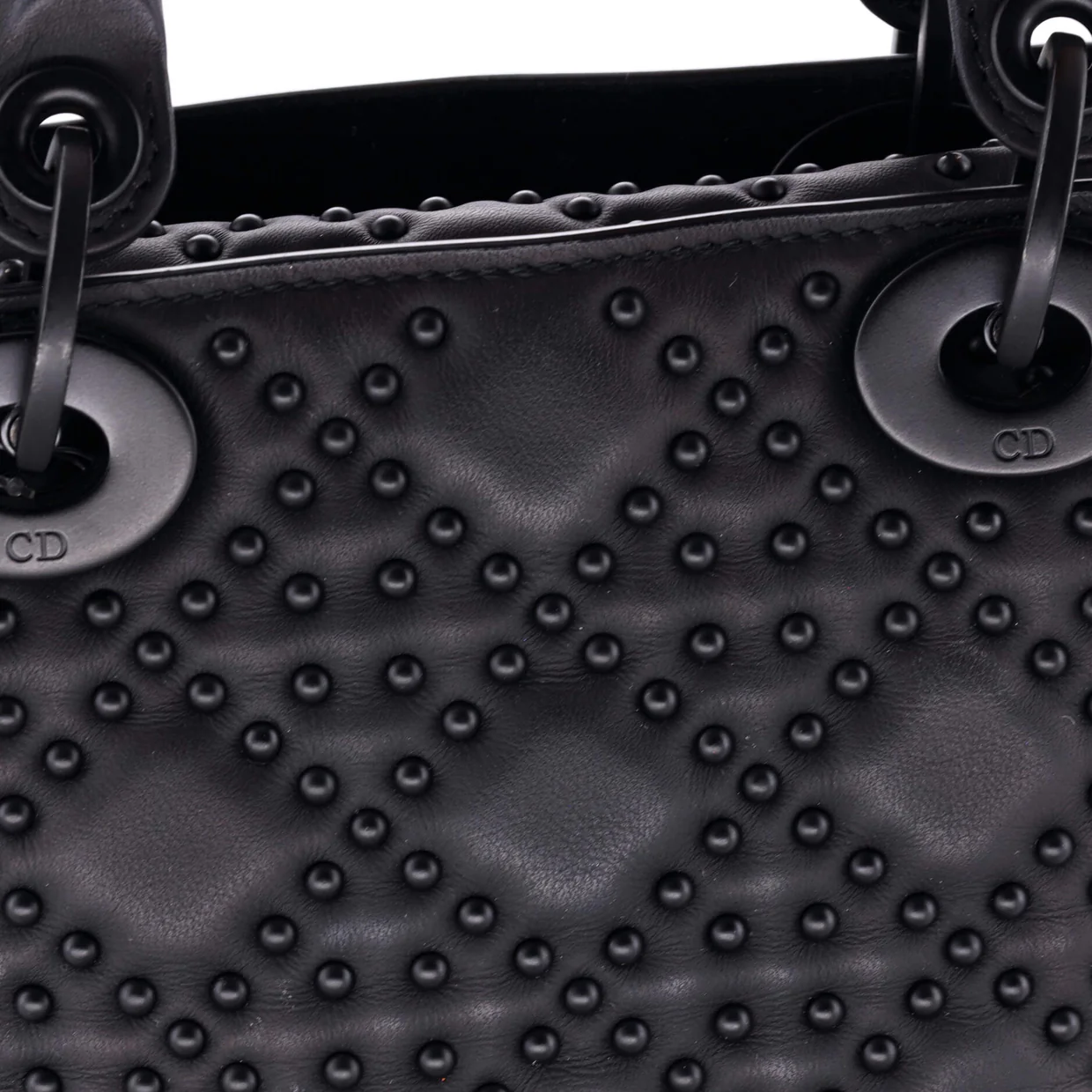 Ultra Matte Lady Dior Chain Bag Cannage Studded Lambskin Mini - Deep Luxury