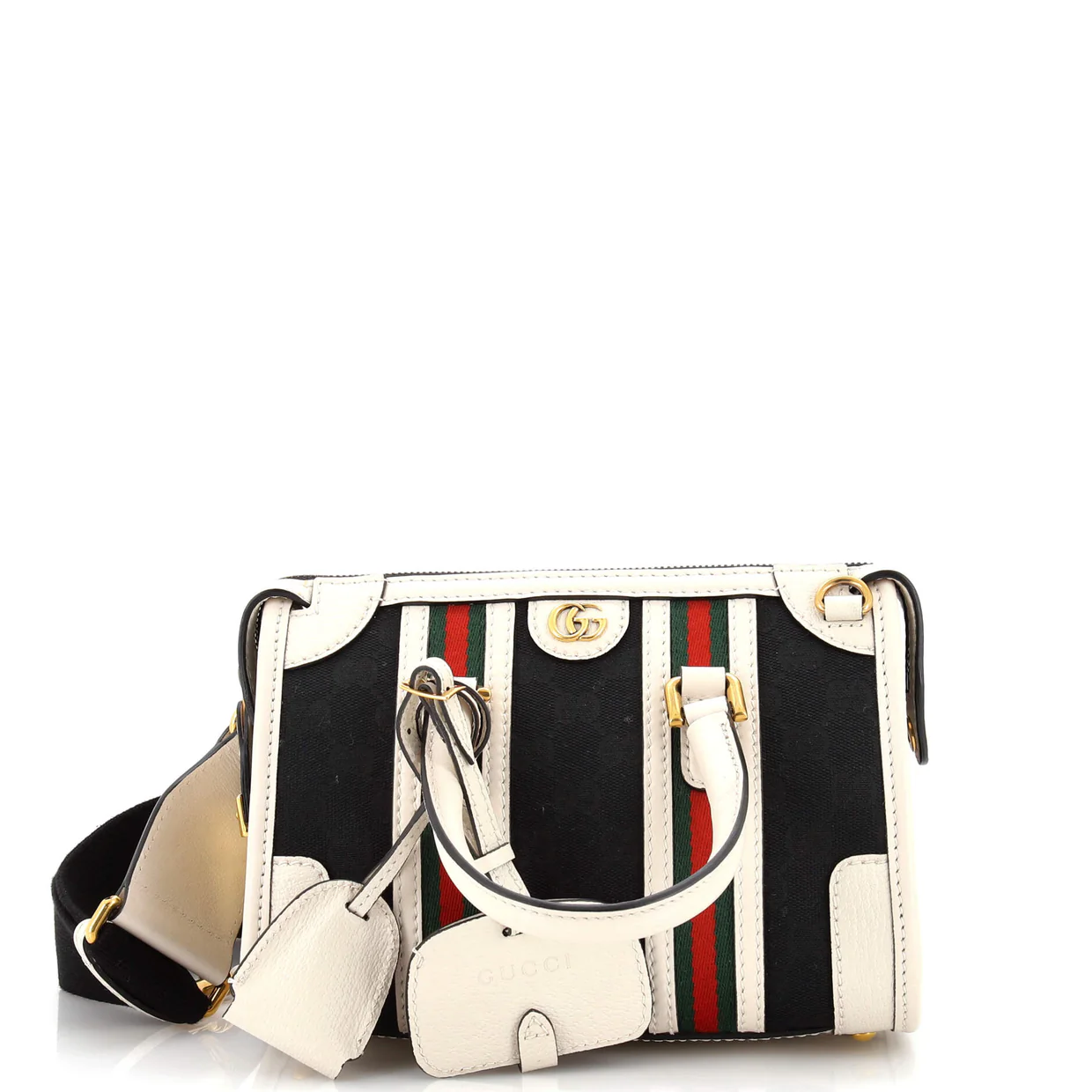 Bauletto Top Handle Bag GG Canvas and Leather Small - Deep Luxury