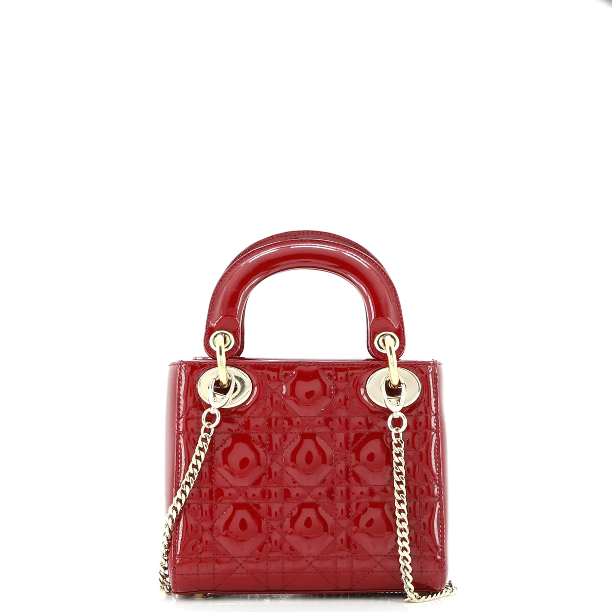 Lady Dior Chain Bag Cannage Quilt Patent Mini - Deep Luxury