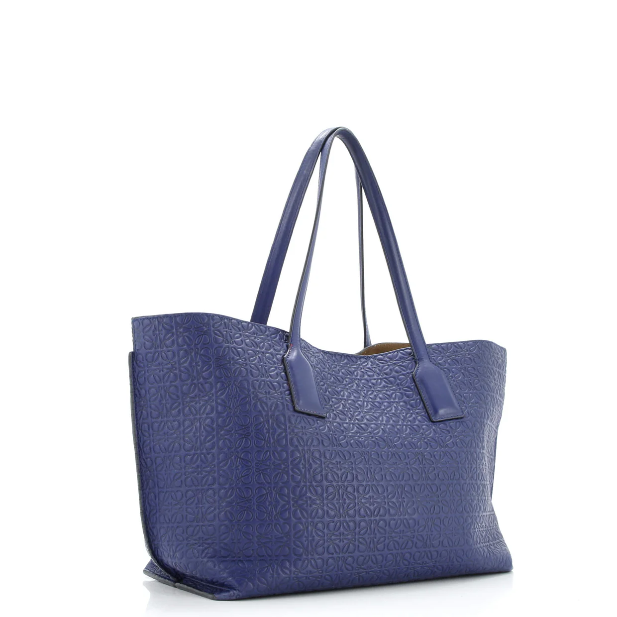 T Shopper Tote Anagram Embossed Leather - Deep Luxury