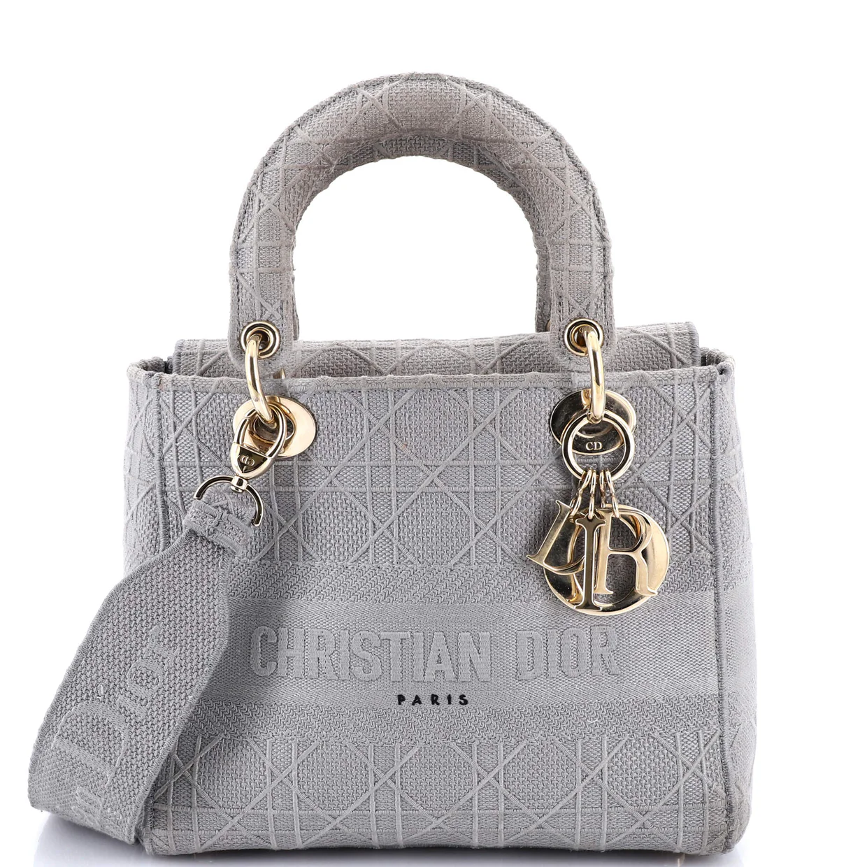 Lady D-Lite Bag Cannage Embroidered Canvas Medium - Deep Luxury
