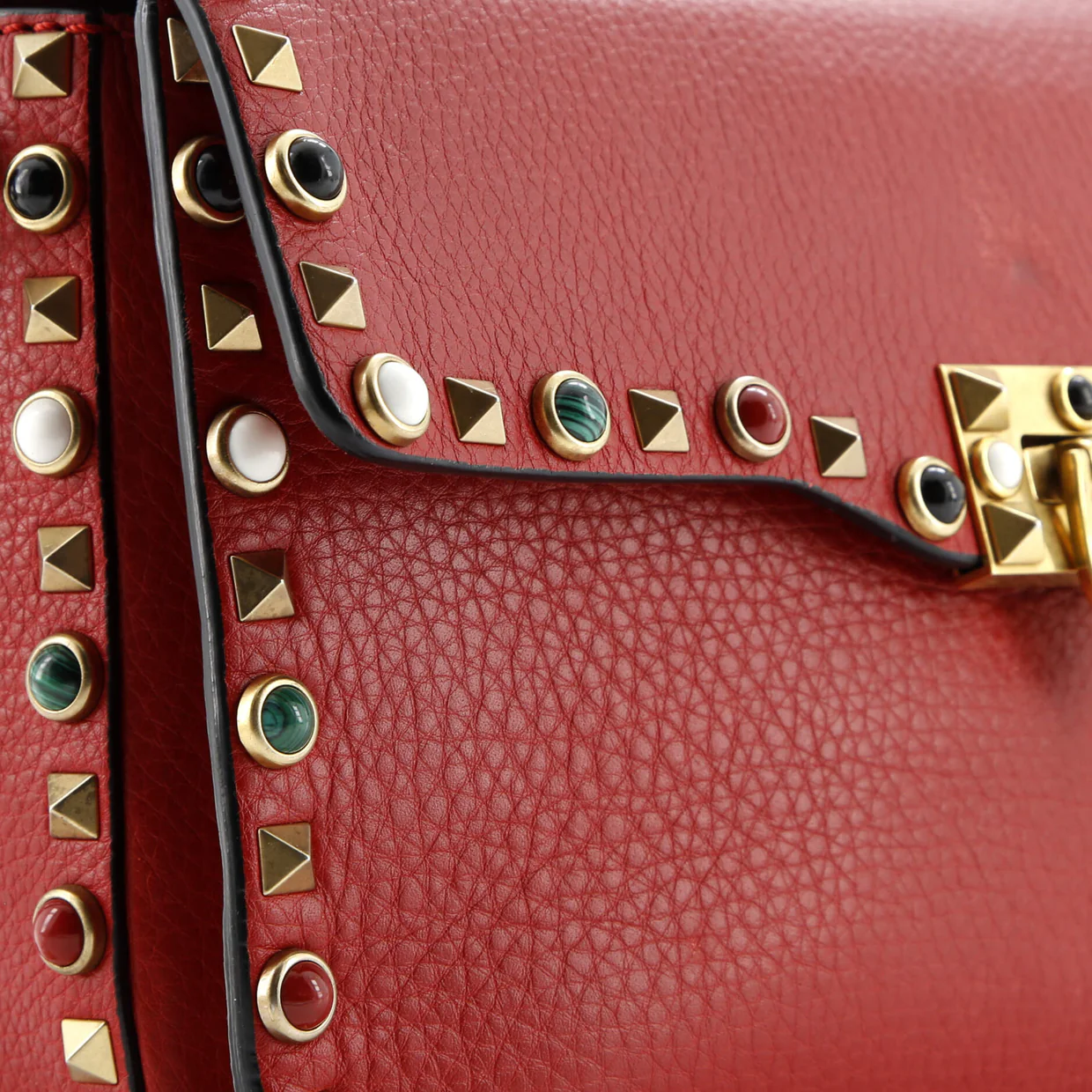 Rolling Rockstud Crossbody Bag Leather with Cabochons Medium - Deep Luxury