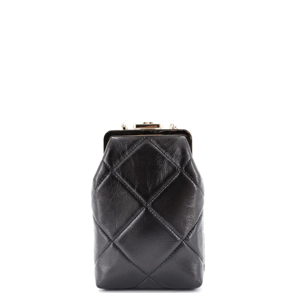 CC Kisslock Frame Clutch with Chain Quilted Lambskin Small - Deep Luxury