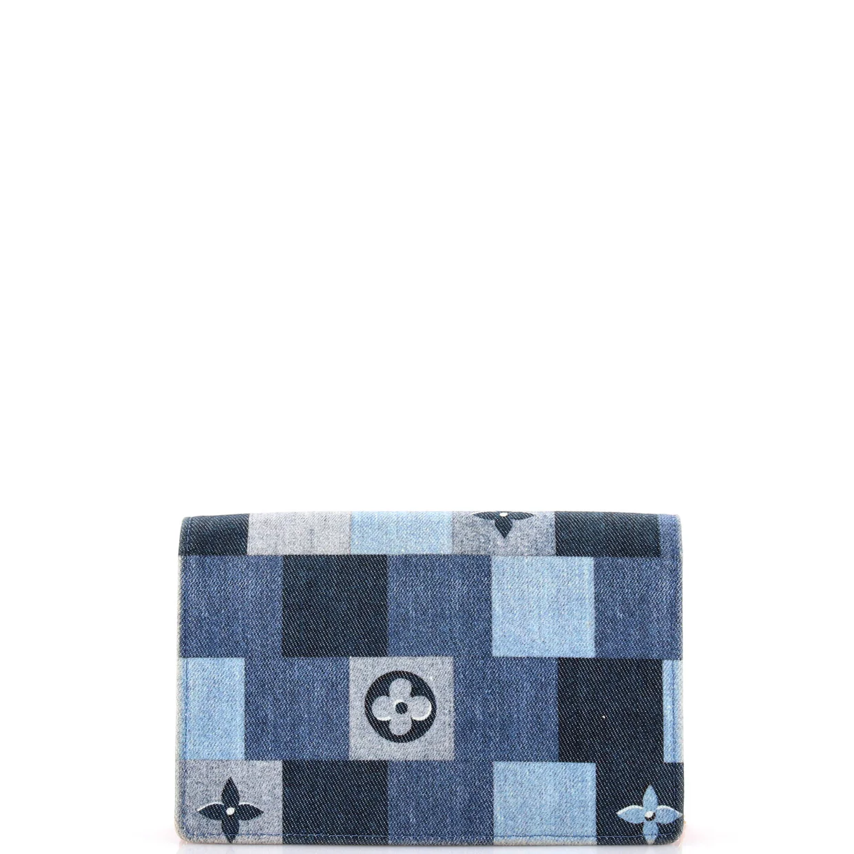 Flore Chain Wallet Damier and Monogram Patchwork Denim - Deep Luxury