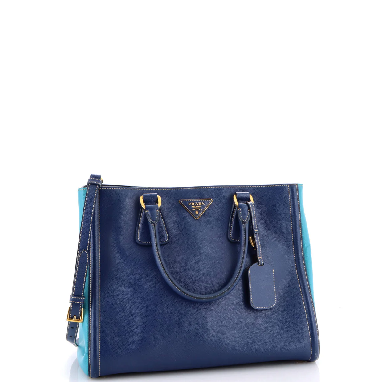 Bicolor Lux Convertible Open Tote Saffiano Leather Small - Deep Luxury