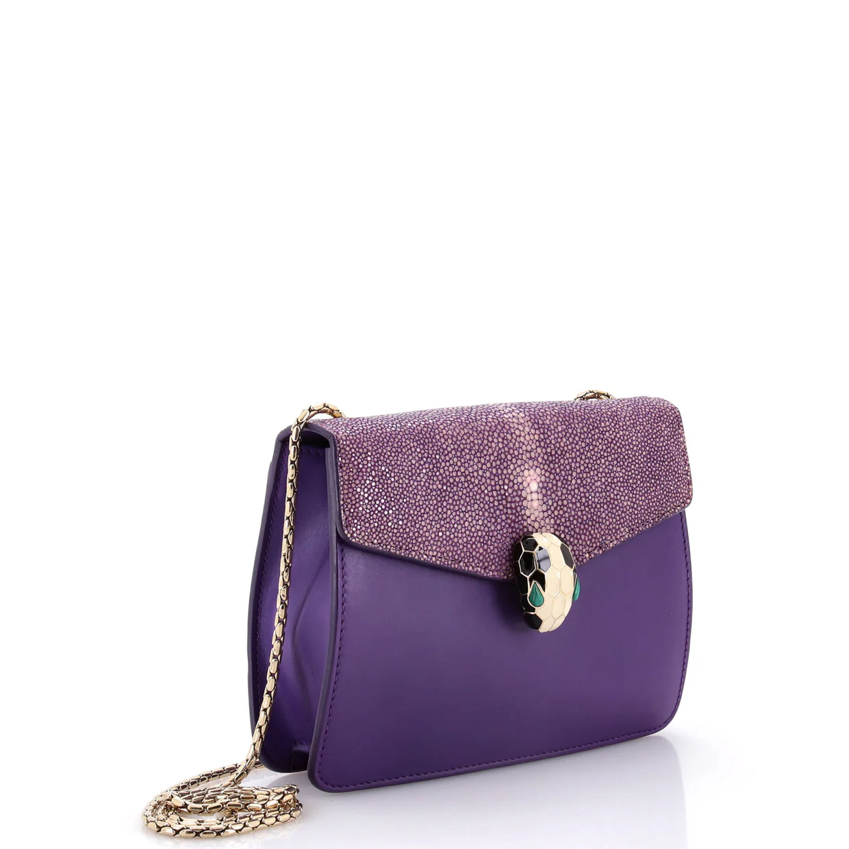 Serpenti Forever Square Shoulder Bag Leather and Stingray Small - Deep Luxury