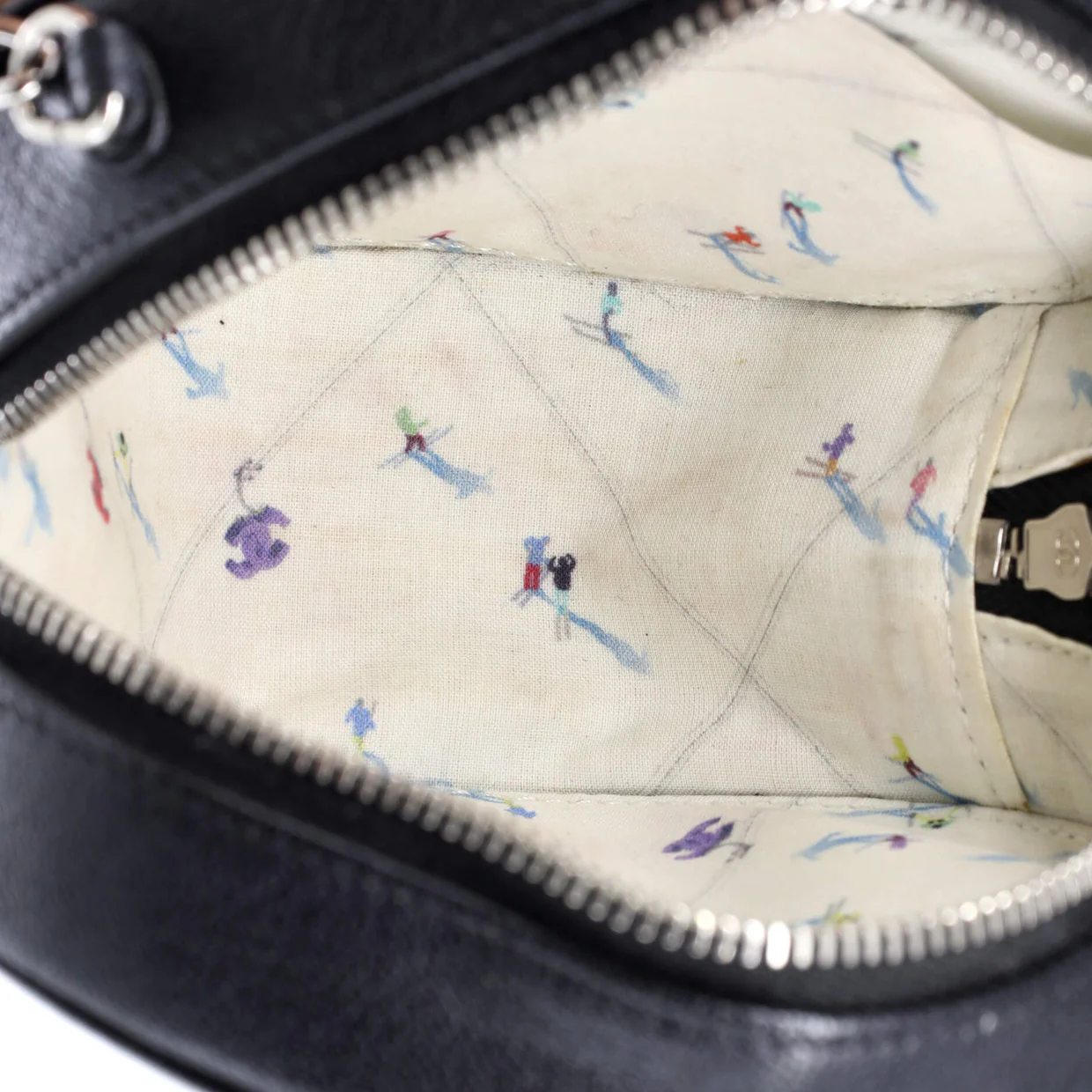 CC Ski Round Clutch with Chain Goatskin Mini - Deep Luxury