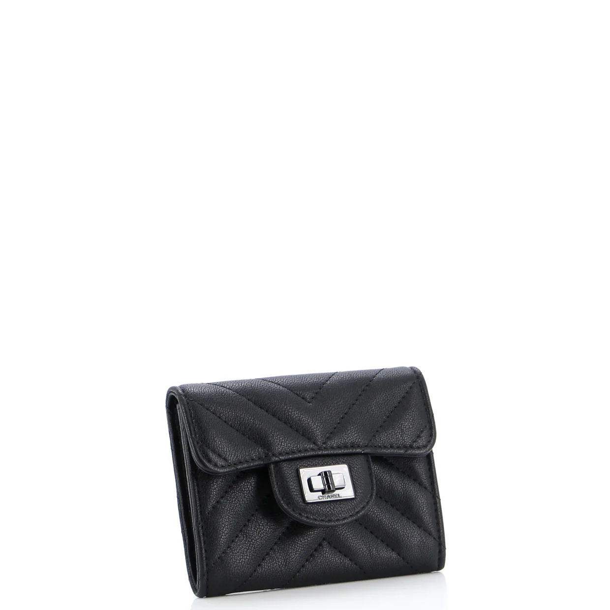 So Black Reissue Compact Wallet Chevron Aged Calfskin - Deep Luxury