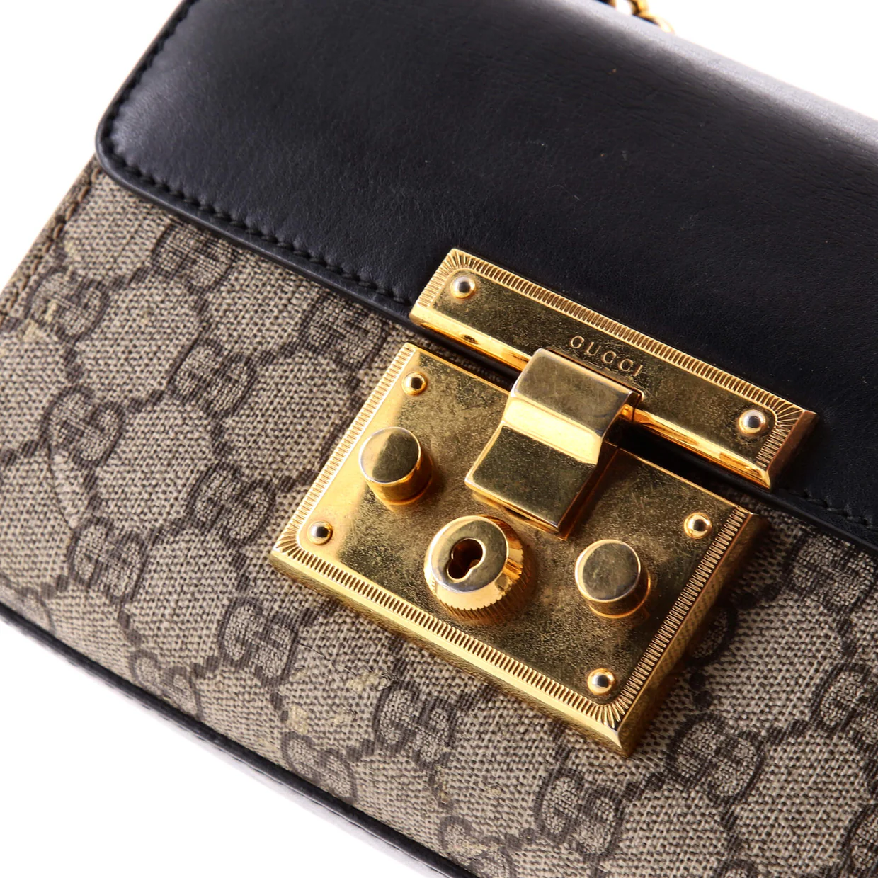 Padlock Shoulder Bag GG Coated Canvas and Leather Small - Deep Luxury