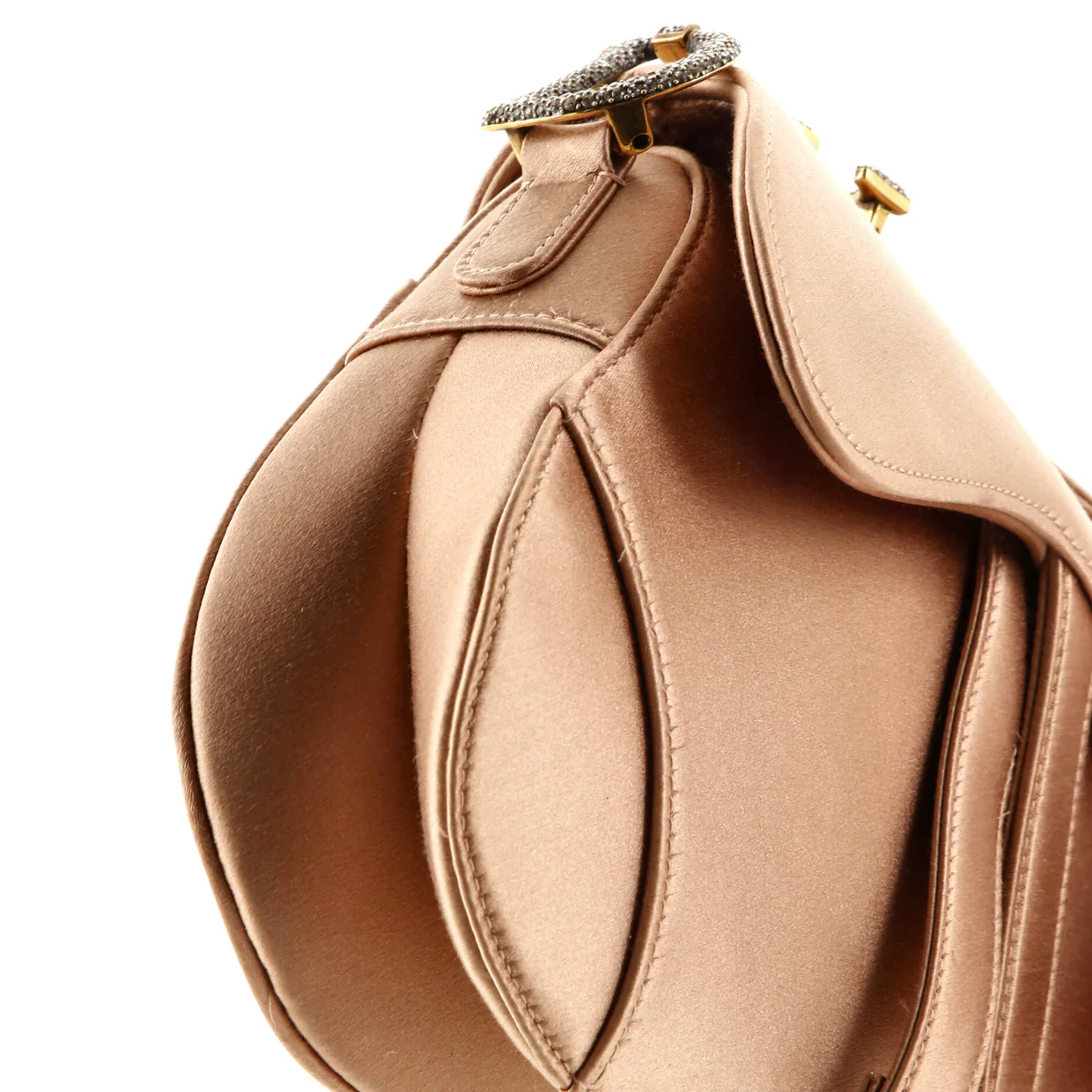 Saddle Handbag Satin with Crystals Mini - Deep Luxury
