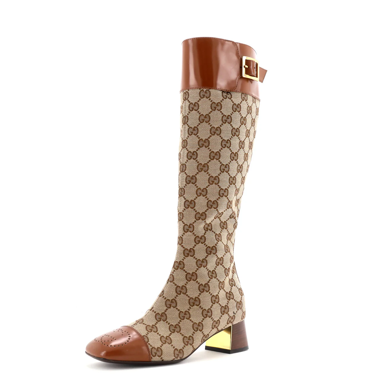 Women's Ellis Knee High Boots GG Canvas with Leather - Deep Luxury
