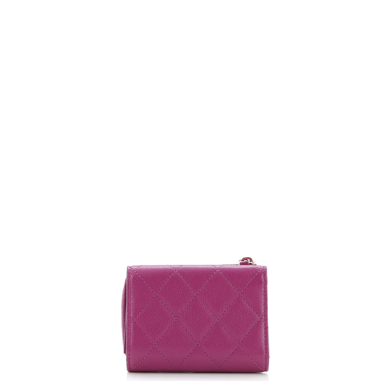 CC Zip Trifold Wallet Quilted Caviar Compact - Deep Luxury